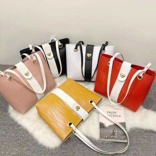 Crocodile Pattern PU Leather Ladies Shopping Tote Women Hand Bags Large Capacity Lock Strap Shoulder Bag