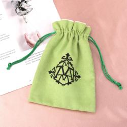 Custom Logo Printed Suede Gift Jewelry Drawstring Bag Luxury Soft Velvet Antique Storage Suede Pouch