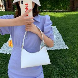 Women Handbag Retro Vintage Small Triangle Square Bags Leather Solid Color Tote Shoulder Bag