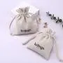 Custom Logo Printed 100% Linen Drawstring Bag Jewelry Hairpin Necklace Packaging Jute Linen Pouch