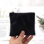 Custom Logo Printed Black Leather Zipper Coin Cosmetic Storage Pouch  Soft PU Leather Zipper Bag