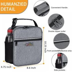 Custom Logo Printed High Quality Black Small Size Aluminum Foil 660D Thermal Insulated Food Pouch Lunch Box Cooler Bag