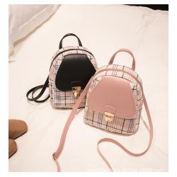 Wholesale PU Printing Plaid Woman Small Backpack Mini Ladies Bag Fashion Leather Travel Shoulder Small Backpack