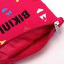 Custom Reusable Logo Printed Canvas Zipper Bag For Cosmetic Bikini Rose Red Cotton Canvas Travel Makeup Pouch