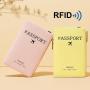 HR243 Simple Rfid Passport Bag Solid Color Cute Zipper Card Bag Airplane Anti Magnetic PU Leather Passport Clip Protective Case