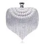 Hot sale gold rhinestone tassel pearl bag handbag metal chain shoulder clutch evening bags for wholesale