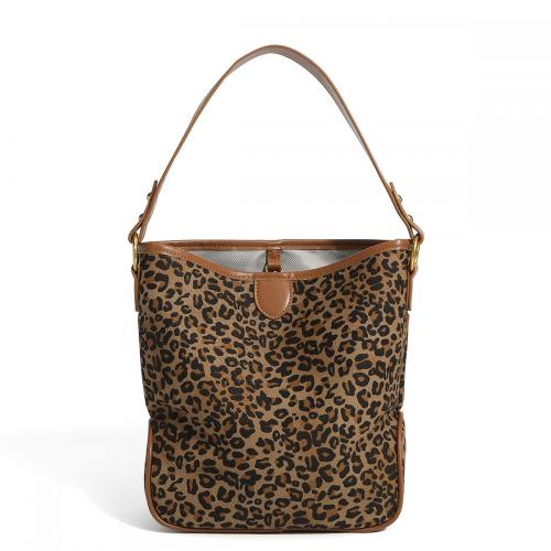 2024 Wholesale Leopard Fabric Leather Bucket Hand Bags For Women With Shoulder Strap