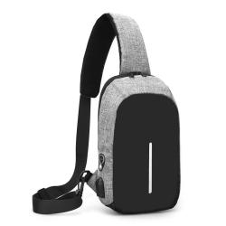 HR195 New Casual Men's Outdoor Cycling Chest Bag Polyester Durable Daily Chest Bag Waterproof USB Charging Earphone Hole Bag