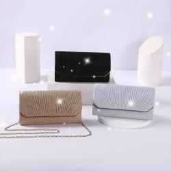 Solid color ladies elegant Crossbody bag Dinner Bag Hand  Chain Wedding Party Crystal Evening Clutch Bag