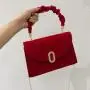 ZR327 2023 New Premium Women's Red Velvet Wedding Handbag with Diamond Bridal Bag Wedding Party Bag