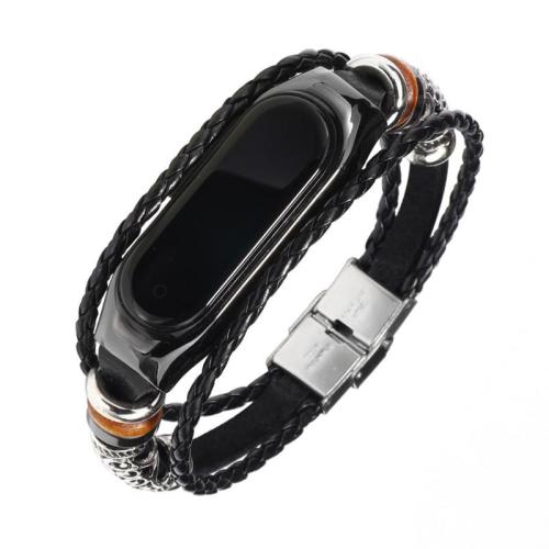 Hot Sale Bracelet Strap For Mi Band 3/4 NFC Buckle Metal Ethnic Style Beaded Retro Genuine Leather Element Replacement Wristband