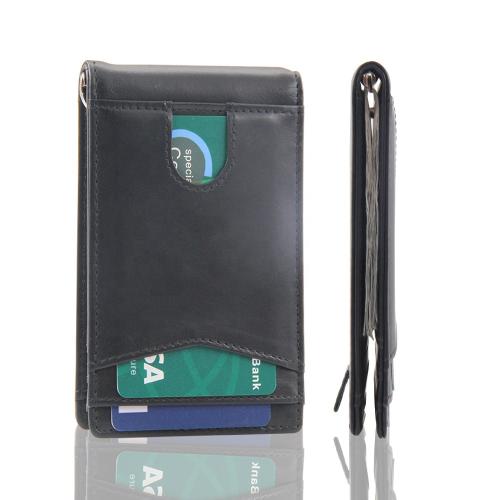 RFID Blocking  Minimalist Front Pocket Slim Bifold Genuine Leather Money Clip Wallet for Men