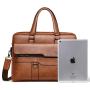 Men Retro  Business Laptop Briefcase China PU Wholesale Large Capacity Tote Pure Color Zipper Square Handbags