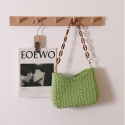 Summer grass woven new single shoulder solid color beach resort bag