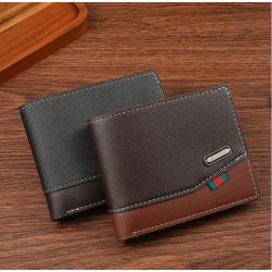 Men's short wallet, spliced retro cross-border men's leather wallet, multi-card slot soft leather money clip, factory wholesale