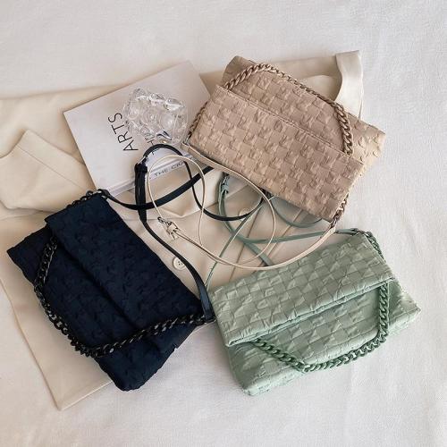 2024 new fashion small square bag knitted fabric simple ladies satchel solid color handbag