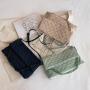 2024 new fashion small square bag knitted fabric simple ladies satchel solid color handbag