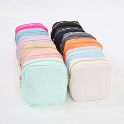 Stock New 18 Multi Colors No MOQ Nylon Portable Waterproof Makeup Pouch for Girls Women Christmas Gift Mini Small Cosmetic Bag