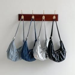 New Silver Fashion Women's Bag Wrinkled Vegetarian Messenger Bags Soft PU Leather Large Capacity Hand Shoulder Bag