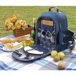 Customized Outdoor Food Grade Big Separate Compartment Picnic Basket Set Portable Family Thermos Picnic Backpack with Mat