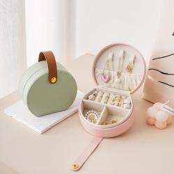 portable pu leather pink mini jewellery organizer case ring earrings necklace jewelry travel box