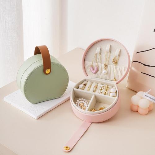 portable pu leather pink mini jewellery organizer case ring earrings necklace jewelry travel box