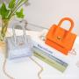 2023 New Fashion Portable Jelly Bag Mini Handbag Open Square Handbag with Button Chain Handbag for Women