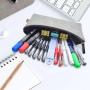 Gelory Promotion Gift Polyester Fabric Gray Pencil Case Custom Logo Pencil Case Bag Make Up Pouch