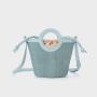 2024 Wholesale Woven Travel Sling  Bucket Bag Shoulder Cross body Beach Purse Bucket Bag Straw Bamboo Handbag for Women