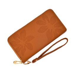 Cowhide Women Wallet Luxury Ladies Purse Pure Color Wallets Female Long Style Embossing Custom Wallet