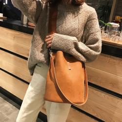 Luxury Ladies Bucket Single Shoulder Large Capacity Messenger Female Solid Color Handbag Bucket Pu Leather Lady Shoulder Bag