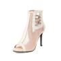 2022 New Design Salsa Bachata Social Dancing Heels Summer Rhinestone Mesh Pumps Women Peep Toe Thin High Heel Ankle Boots