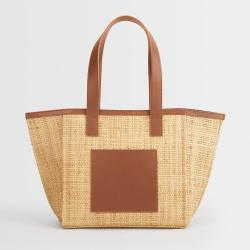 Custom Ladies Bag Factory Summer Design Women Purse Beach use Straw Fabric ladies Leather Single Shoulder Bag Leather Tote Bag
