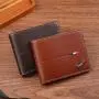 Hot Selling Men's Waterproof PU Leather Wallet Casual Short Bank Credit Card Holder and Change Bag Cross-Border Hot Item