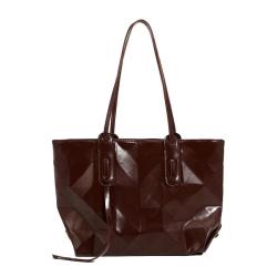2024 Custom Foldable Triangle Tote Bag Simple Design Vegan Leather Shoulder Bags For Women