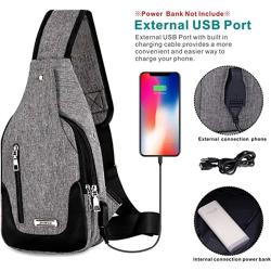 Large Capacity Lightweight Casual Canvas Single Shoulder Crossbody Chest Bag Sling Shoulder Bag With Usb Charging Port