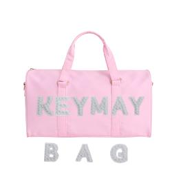 Keymay Wholesale Custom Fashion Woem Pink Sport Gym Duffle Bag Large Waterproof Weekender Bag Luggage Travel Duffel Bag