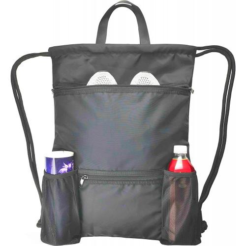 Wholesale Drawstring Backpack Gym Drawstring Bag With Compartment Outdoor Athletic Cinch Backpack With Zipper Pockets And Mesh