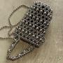 2024 Fashion Mini Acrylic Beaded Woven Handbag Contrast Color Design One Shoulder Crossbody Braided Bucket Bag Women