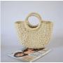 Handmade Wicker Woven Purse Handbag Women Circle Bag