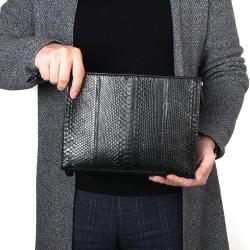bolsas de mano Large Capacity Classic Clutch purse pouch Real Snake Skin Business Envelope package Bag with Wrist Strap For Men