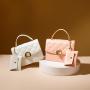 New Female Cross Border Fresh Pure Color Bag Checked Chain Single Shoulder Crossbody Bag Fashional Women's Small Bag Pendant