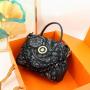 ladysky Top product quality fabric handbag for women acranged chain head female bag diamond logo designer bag with boxes 24 cm