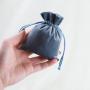 Custom Emboss Logo Soft Blue Luxury Flannel Gift Packaging Drawstring Velvet Jewelry Pouch Bag