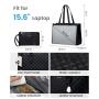 LOVEVOOK Quilted Large Capacity 15.6 Inch Work Business Laptop Bag with Insulated Lunch Compartment Lunch Tote Bag for Women