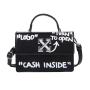 Fashion Female Women DIY Manual Square Handbags China Wholesale PU Womens Bags 2021 Printing words Long Strap Flap Handbag