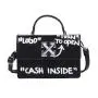 Fashion Female Women DIY Manual Square Handbags China Wholesale PU Womens Bags 2021 Printing words Long Strap Flap Handbag