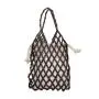2024 New Summer Korean Beaded Carried Handbag Small Fashion Mesh Straw Beads Beach Bag Hand Hollow-Out Woven Women Tote Hand Bag