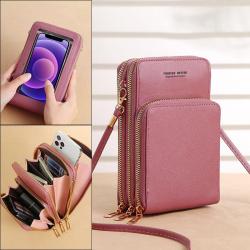 KBW061 Hot Sale Large Capacity Solid Color Fashionable Simple Shoulder Bag Touch Screen Cross-body Women's Mobile Phone Bag