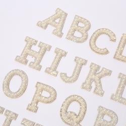 Keymay RTS Stock No MOQ Lightweight Personalized Self Adhesive Letter Patch Rhinestone Pearl Patches Pearl Letter Patch